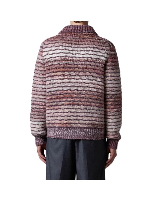 Camicia in maglia jacquard sfumata Roberto Collina Roberto Collina | 253M46005M4605 MALVA/ECRU